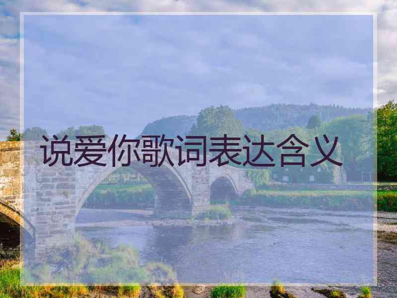 说爱你歌词表达含义 说爱你歌词表达含义