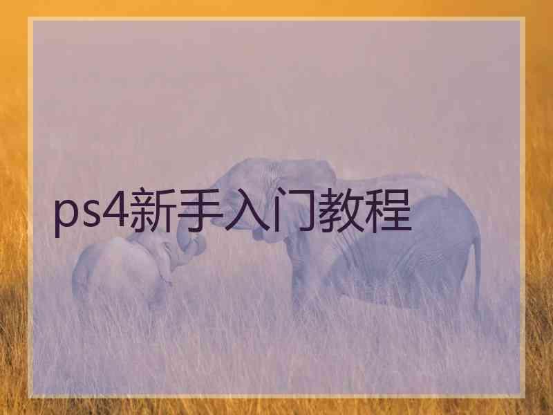 ps4新手入门教程 ps4新手入门教程
