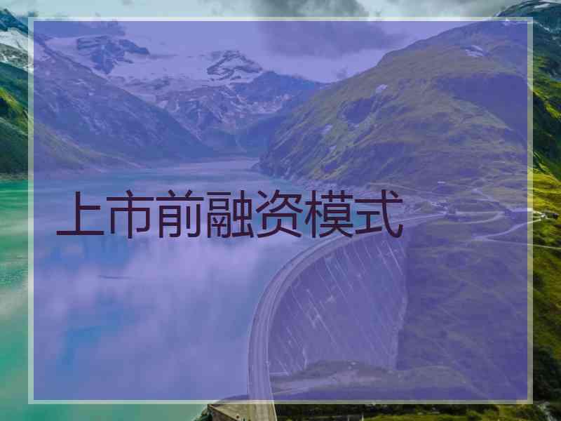 上市前融资模式 上市前融资模式