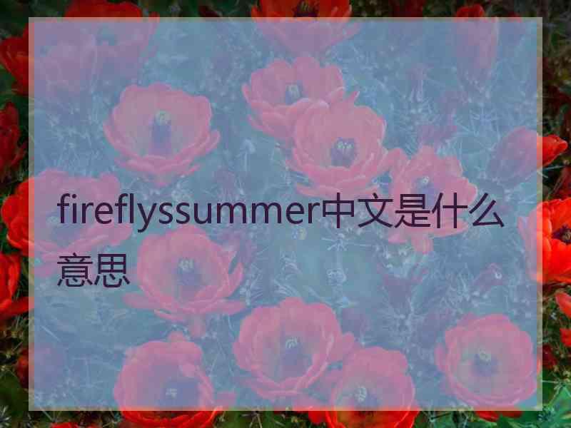 fireflyssummer中文是什么意思