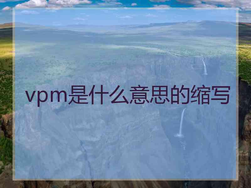 vpm是什么意思的缩写 vpm是什么意思的缩写