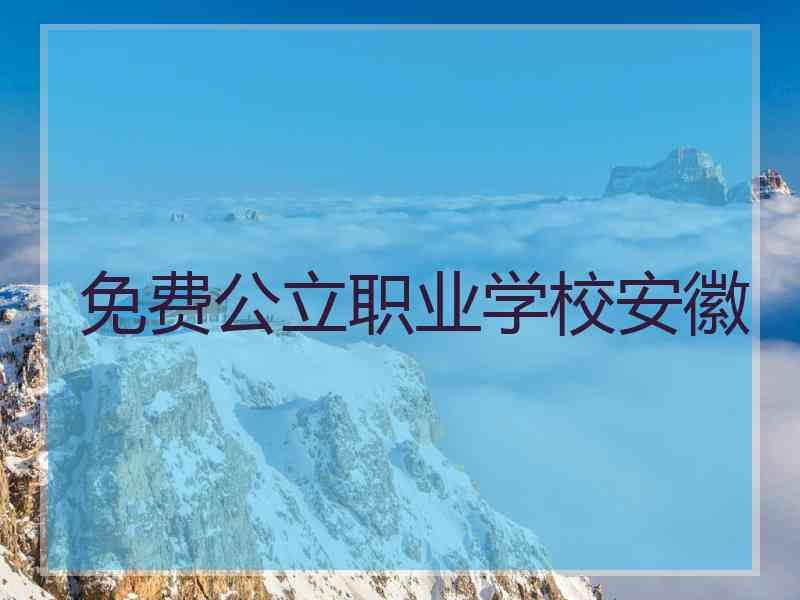 免费公立职业学校安徽 免费公立职业学校安徽