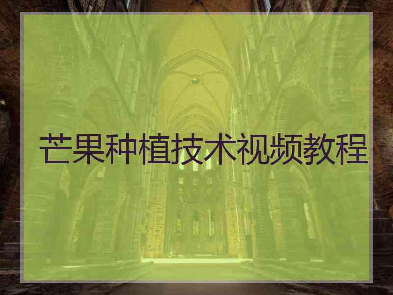 芒果种植技术视频教程 芒果种植技术视频教程
