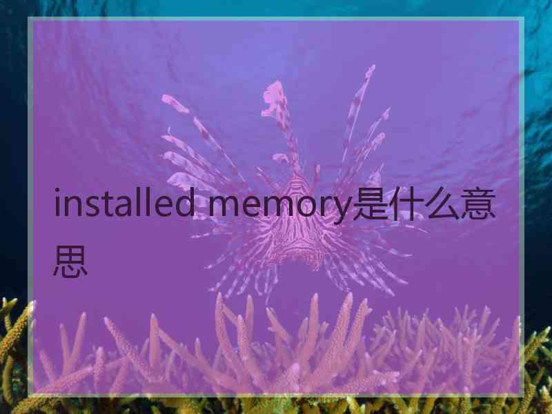 installed memory是什么意思 installed memory是什么意思