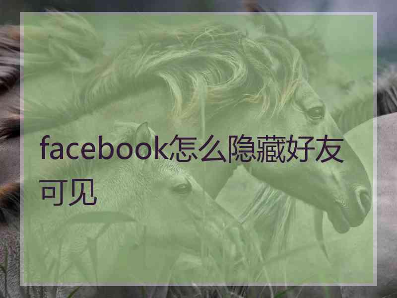facebook怎么隐藏好友可见 facebook怎么隐藏好友可见