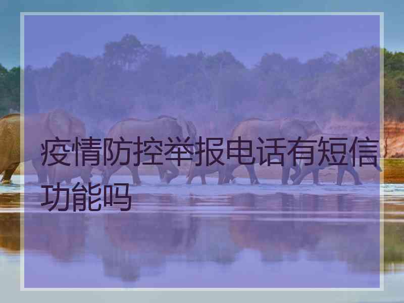疫情防控举报电话有短信功能吗 疫情防控举报电话有短信功能吗