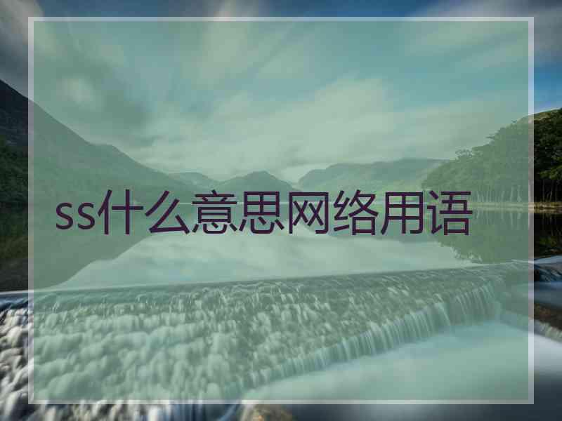 ss什么意思网络用语 ss什么意思网络用语