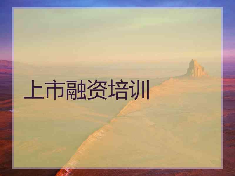 上市融资培训 上市融资培训