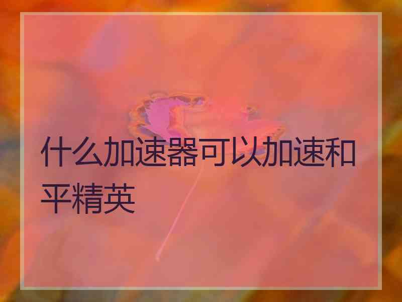 什么加速器可以加速和平精英 什么加速器可以加速和平精英