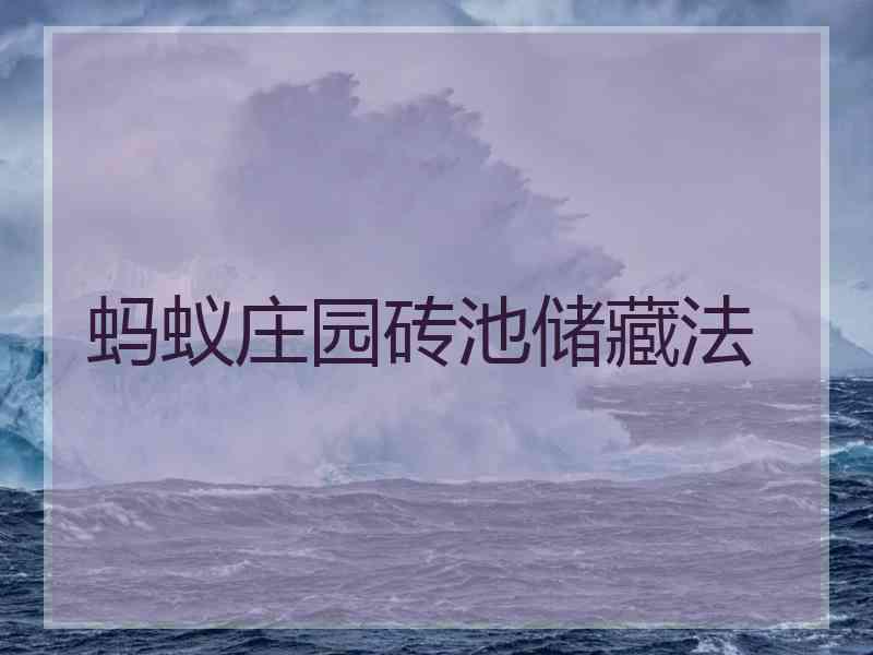蚂蚁庄园砖池储藏法 蚂蚁庄园砖池储藏法