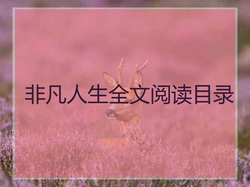 非凡人生全文阅读目录 非凡人生全文阅读目录