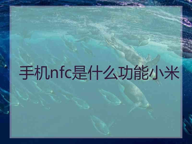 手机nfc是什么功能小米 手机nfc是什么功能小米