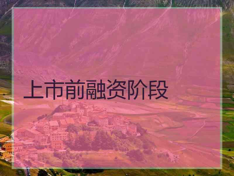 上市前融资阶段 上市前融资阶段