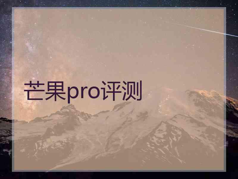 芒果pro评测 芒果pro评测
