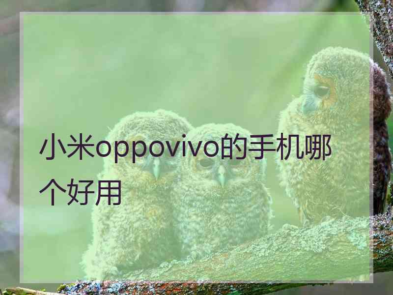 小米oppovivo的手机哪个好用