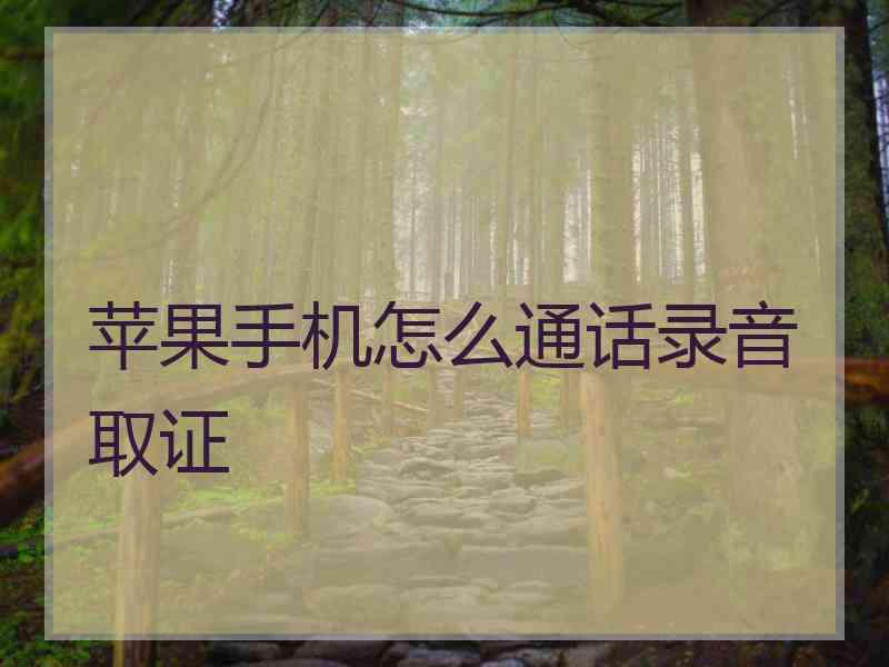 苹果手机怎么通话录音取证