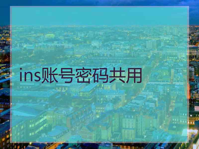ins账号密码共用