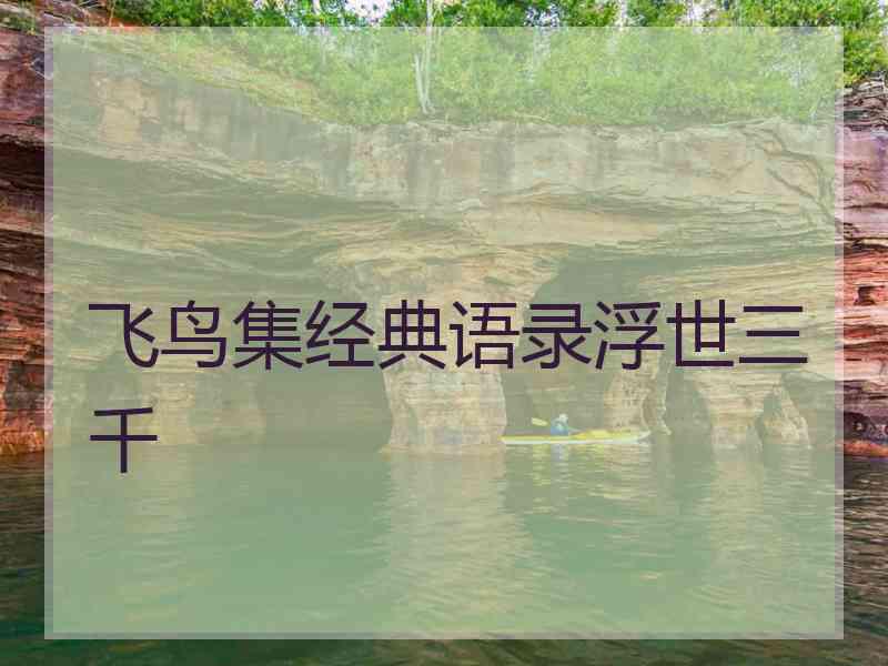 飞鸟集经典语录浮世三千
