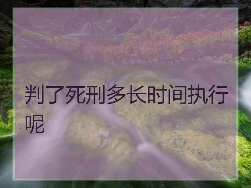 判了死刑多长时间执行呢