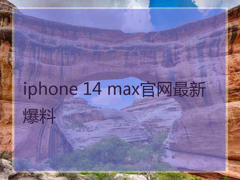 iphone 14 max官网最新爆料