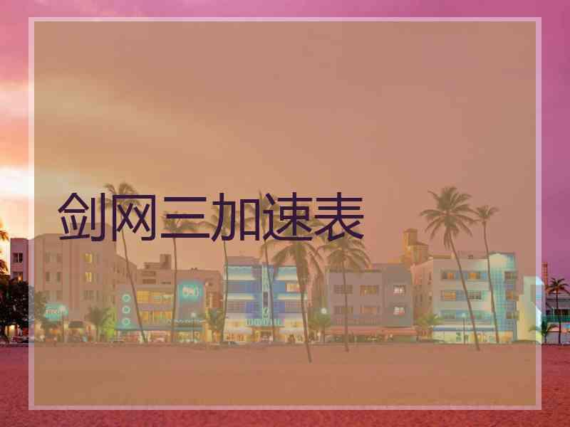 剑网三加速表