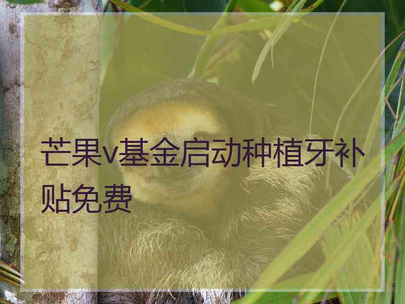 芒果v基金启动种植牙补贴免费