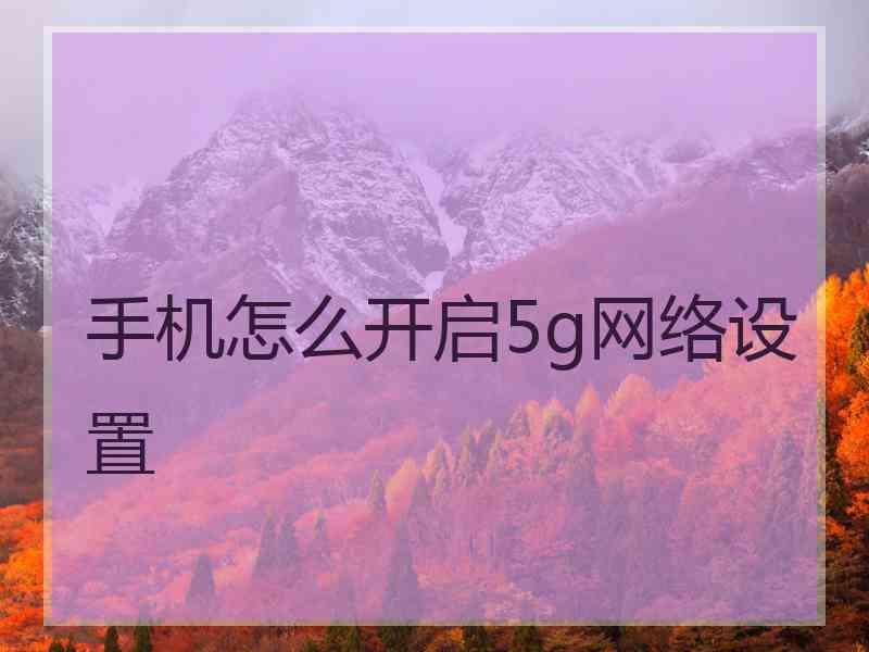 手机怎么开启5g网络设置