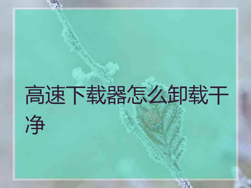 高速下载器怎么卸载干净