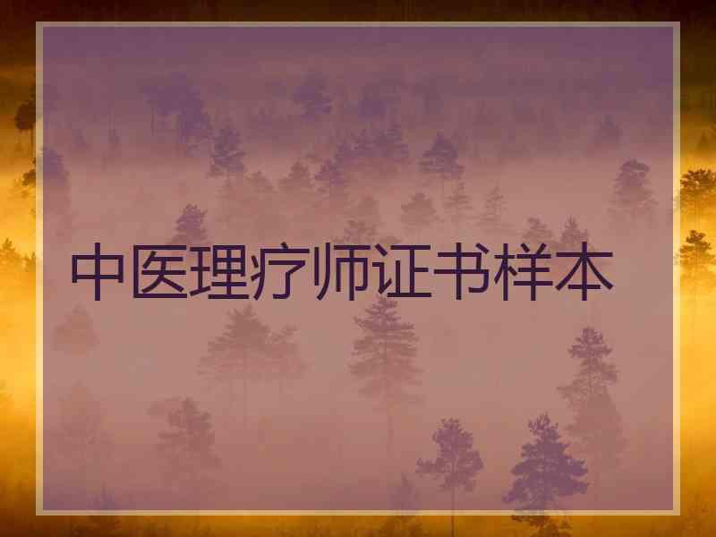 中医理疗师证书样本