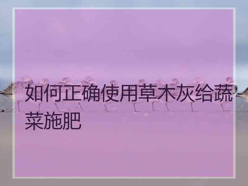 如何正确使用草木灰给蔬菜施肥