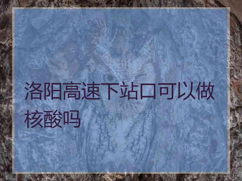 洛阳高速下站口可以做核酸吗