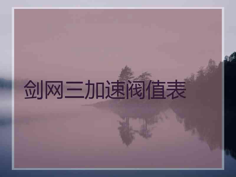 剑网三加速阀值表