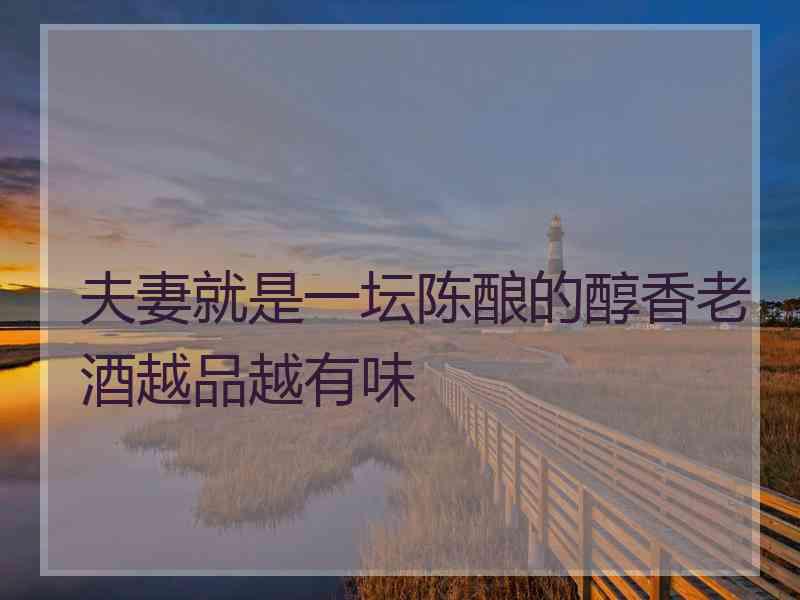 夫妻就是一坛陈酿的醇香老酒越品越有味