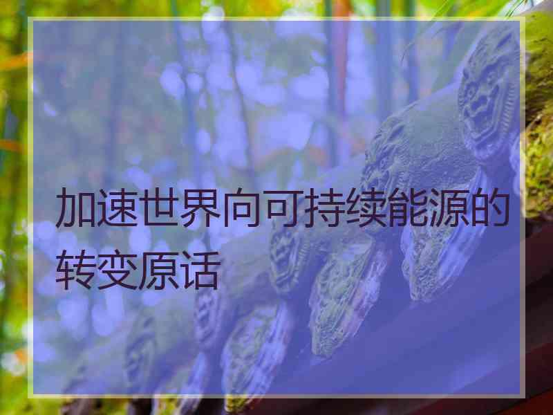加速世界向可持续能源的转变原话