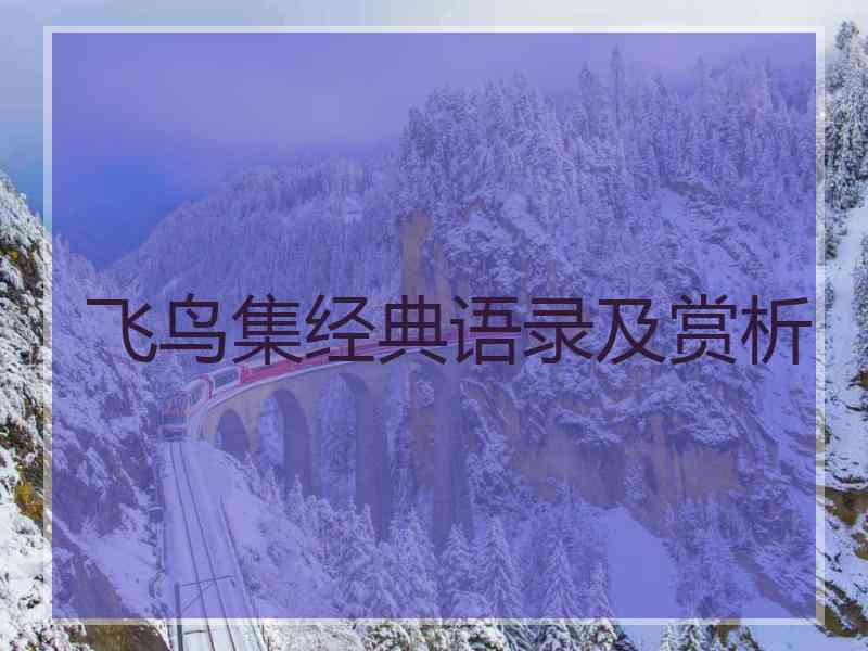 飞鸟集经典语录及赏析