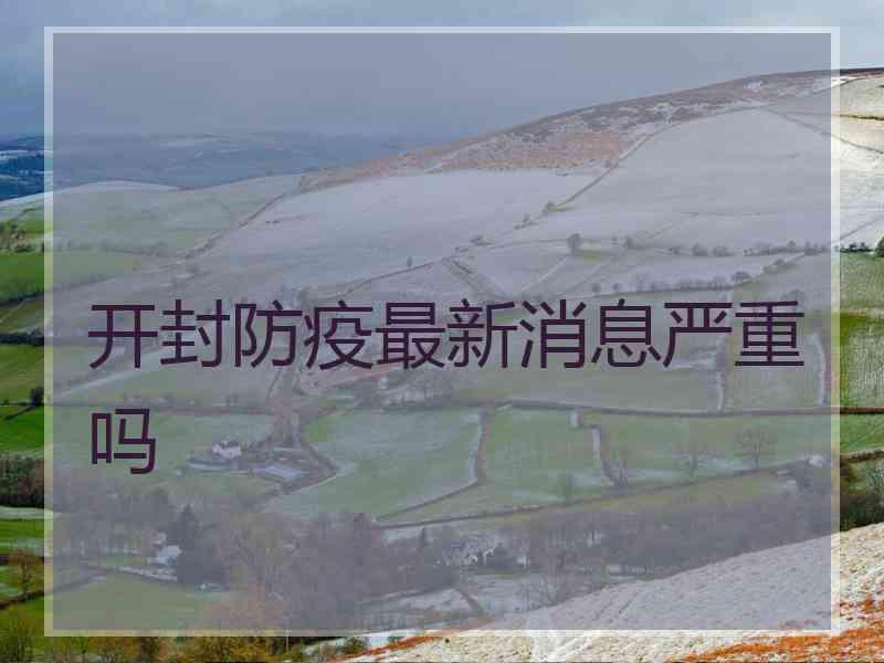 开封防疫最新消息严重吗