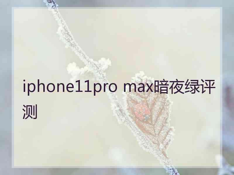 iphone11pro max暗夜绿评测