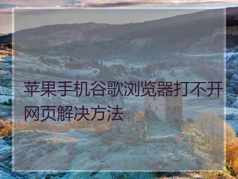 苹果手机谷歌浏览器打不开网页解决方法