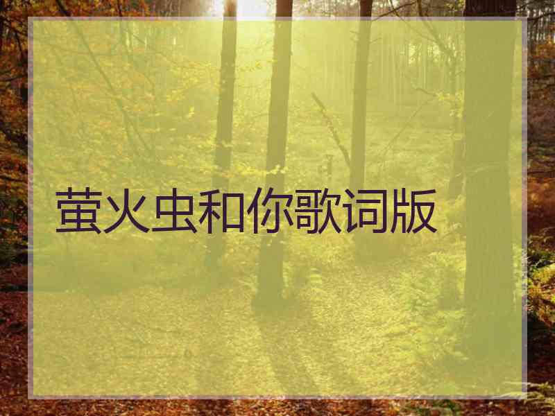 萤火虫和你歌词版