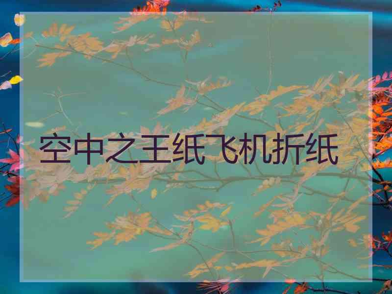 空中之王纸飞机折纸