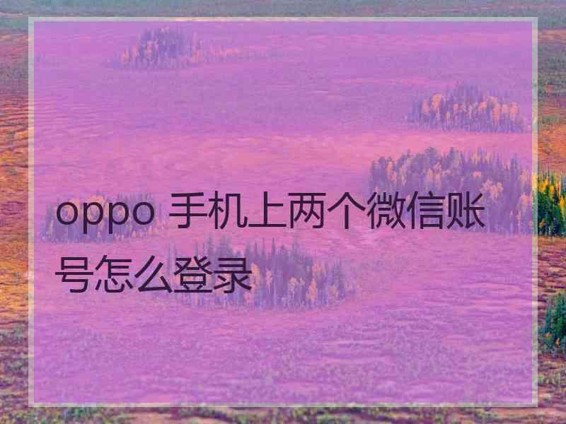 oppo 手机上两个微信账号怎么登录