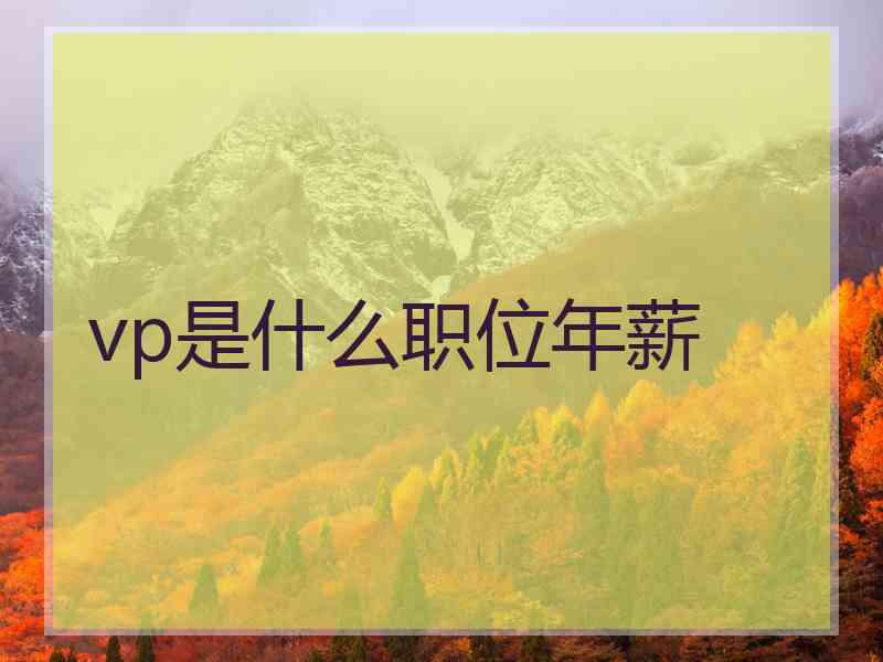 vp是什么职位年薪
