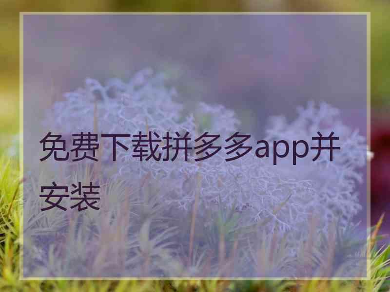 免费下载拼多多app并安装