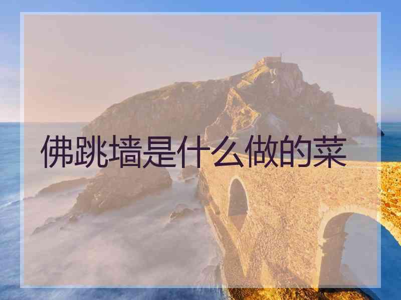 佛跳墙是什么做的菜