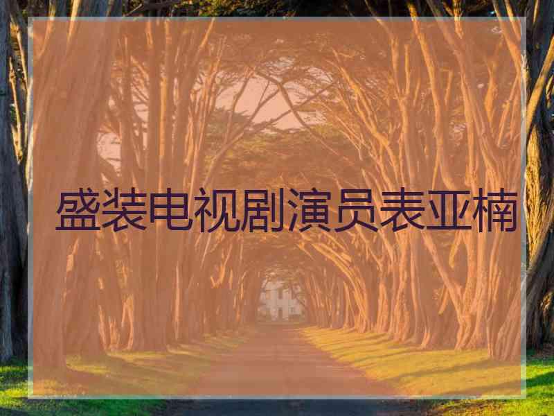 盛装电视剧演员表亚楠