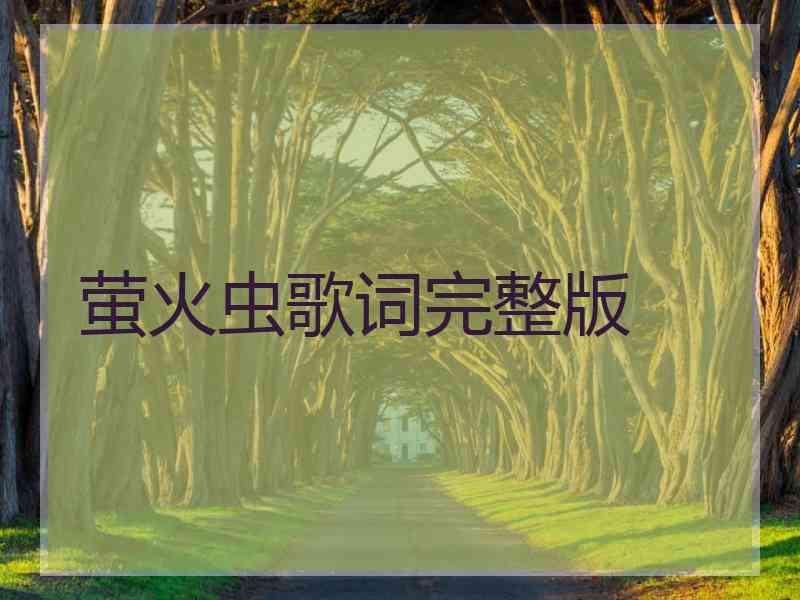 萤火虫歌词完整版