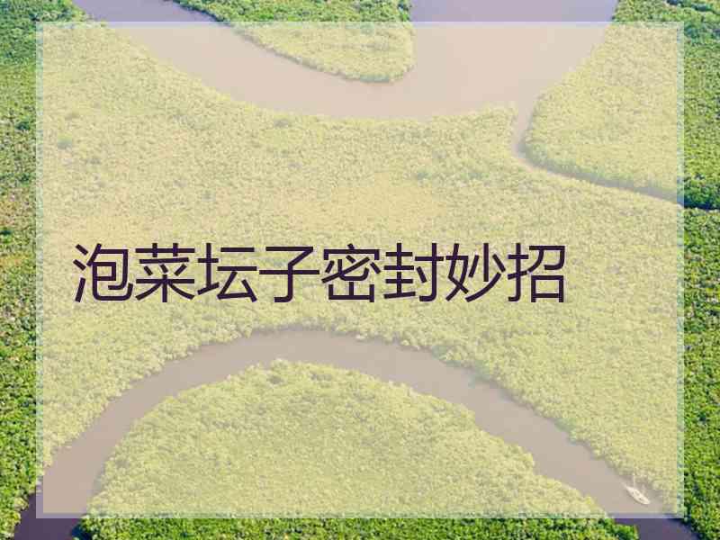 泡菜坛子密封妙招