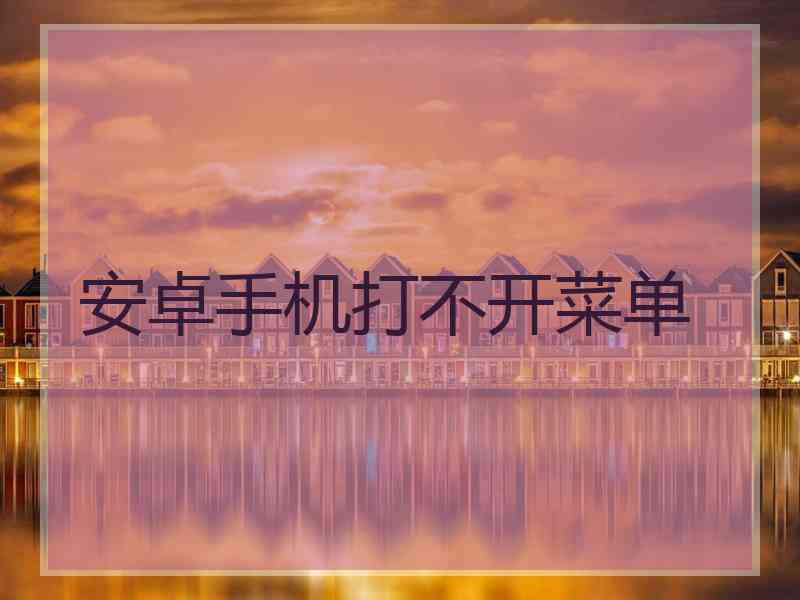 安卓手机打不开菜单