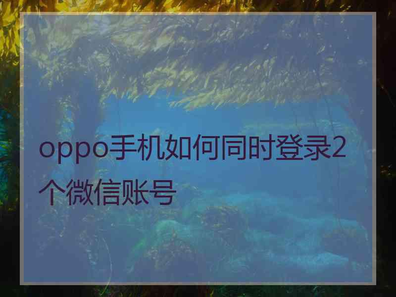 oppo手机如何同时登录2个微信账号