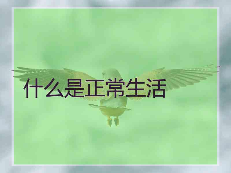 什么是正常生活